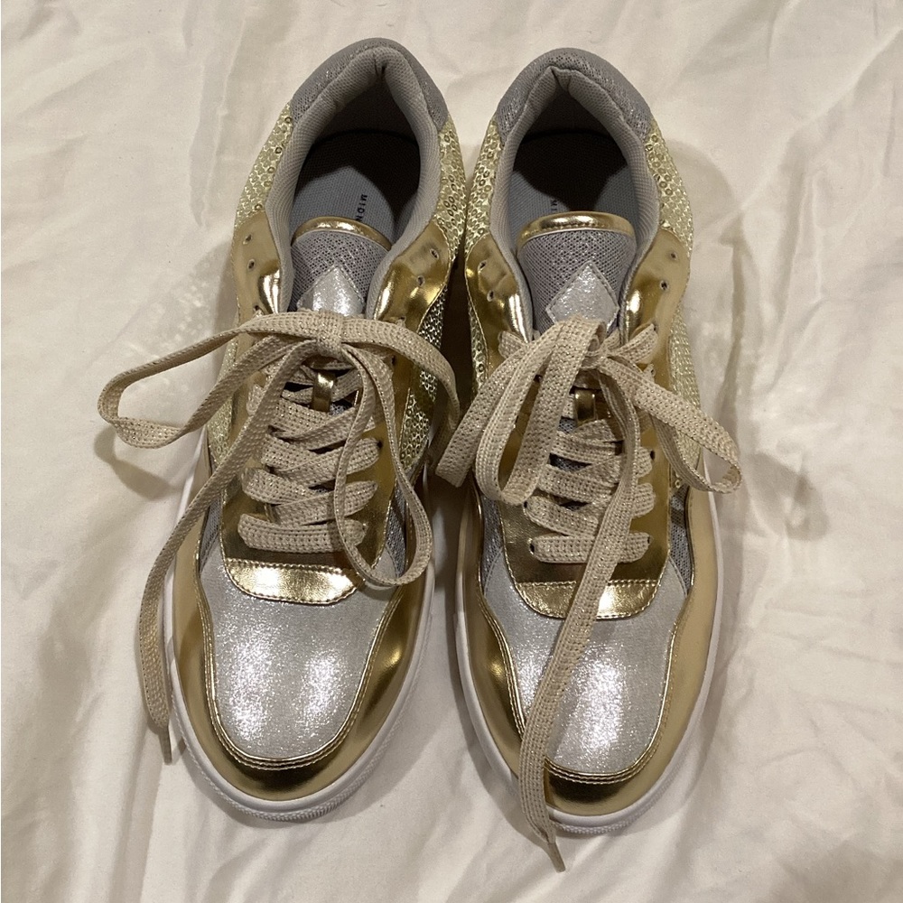 Size 11 Midnight Velvet Golden Sequin Sneakers